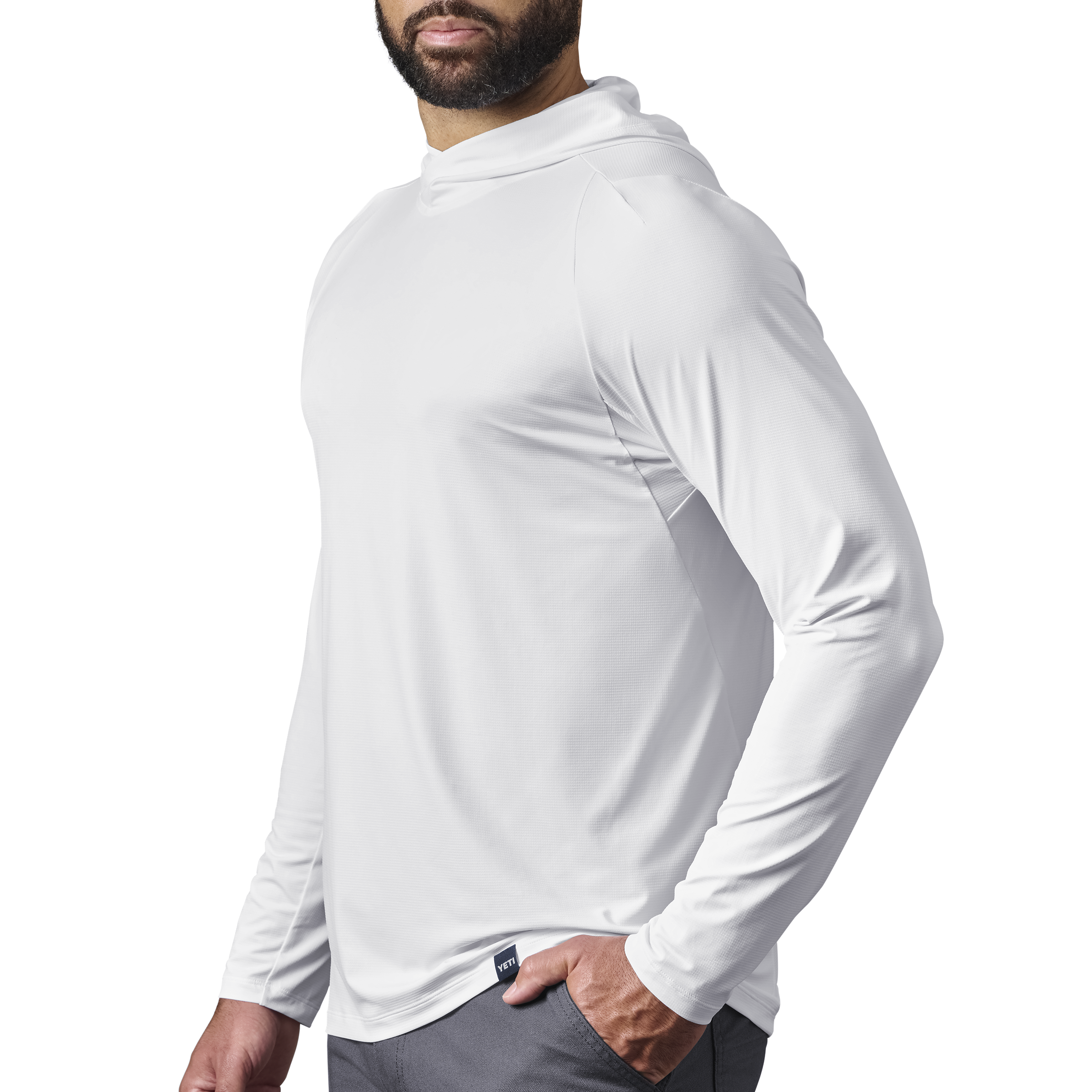 Men's Hooded Ultra Lightweight Sunshirt White - Image 5
